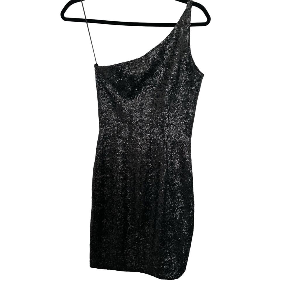 Stunning Black Sequin One-Shoulder Bodycon Mini Dress Perfect for Party/NYE SZ S - Picture 3 of 8